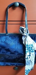 Blue Sequin Coach Purse with Sash
